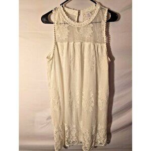 Juniors‎ Plus Size XXL 2X White Lace Beach Dress Sleeveless Soft Girl Coastal